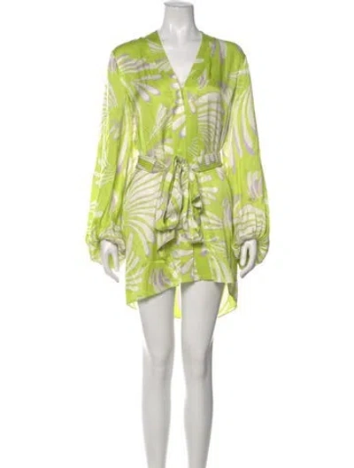 Pre-owned Alexis Printed Mini Dress In Green