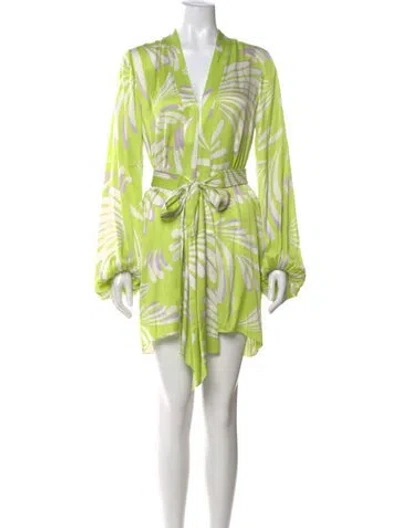 Pre-owned Alexis Printed Mini Dress In Green