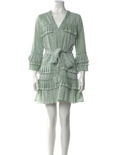 Pre-owned Alexis Printed Mini Dress In Green