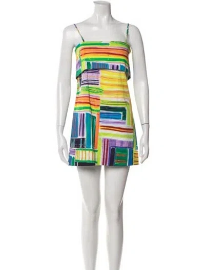 Pre-owned Alexis Printed Mini Dress In Green