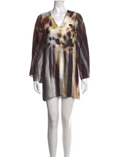 Pre-owned Alexis Printed Mini Dress In Green