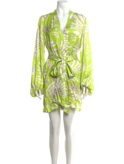 Pre-owned Alexis Printed Mini Dress In Green