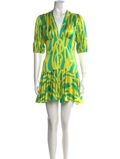 Pre-owned Alexis Printed Mini Dress In Green
