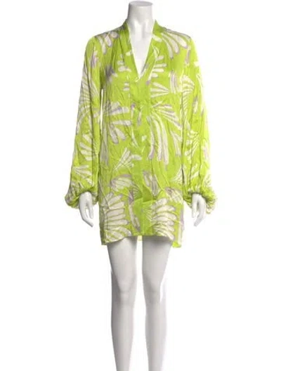 Pre-owned Alexis Printed Mini Dress In Green