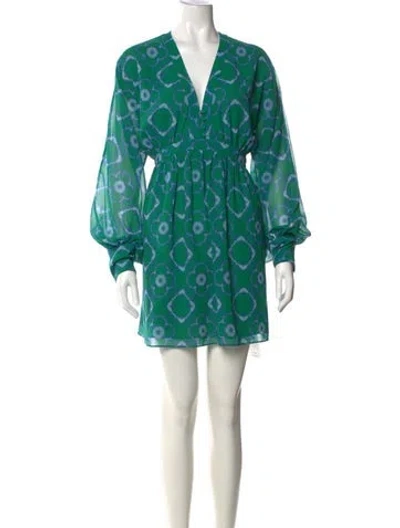 Pre-owned Alexis Printed Mini Dress In Green