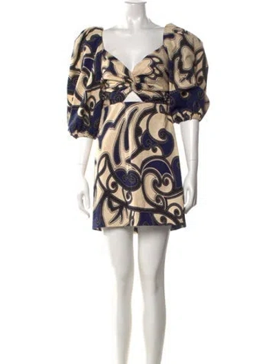 Pre-owned Alexis Printed Mini Dress In Neutral