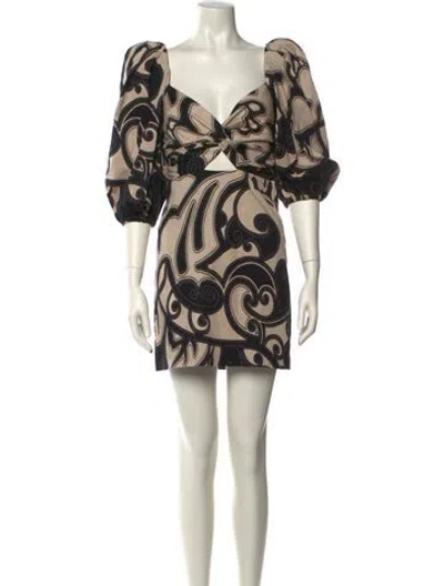 Pre-owned Alexis Printed Mini Dress In Neutral