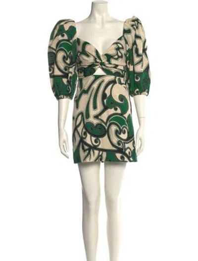 Pre-owned Alexis Printed Mini Dress In Neutral