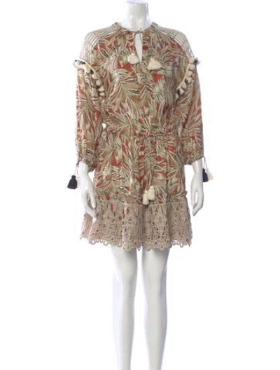 Pre-owned Alexis Printed Mini Dress In Neutral