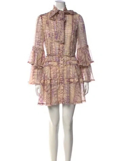 Pre-owned Alexis Printed Mini Dress In Neutral