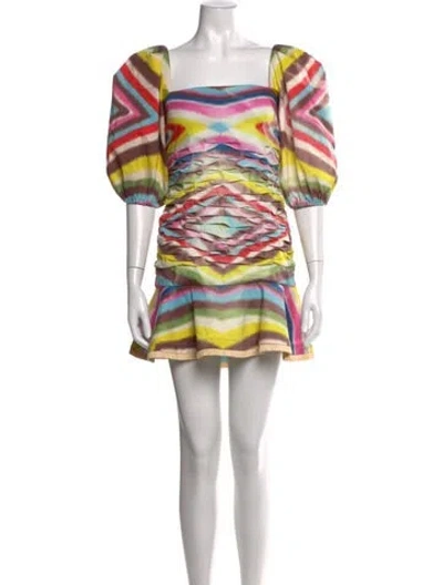 Pre-owned Alexis Printed Mini Dress In Neutrals