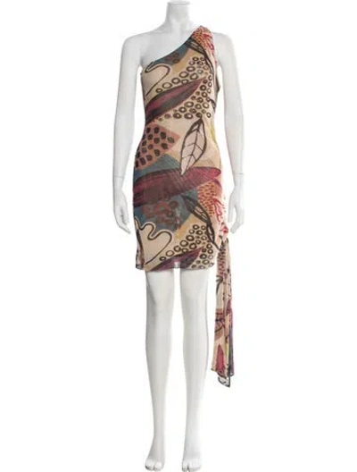 Pre-owned Alexis Printed Mini Dress In Neutrals