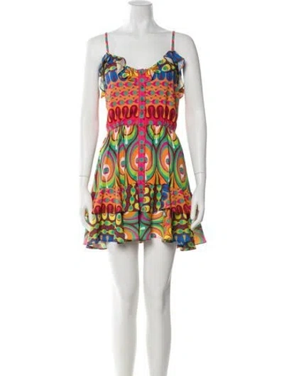 Pre-owned Alexis Printed Mini Dress In Orange