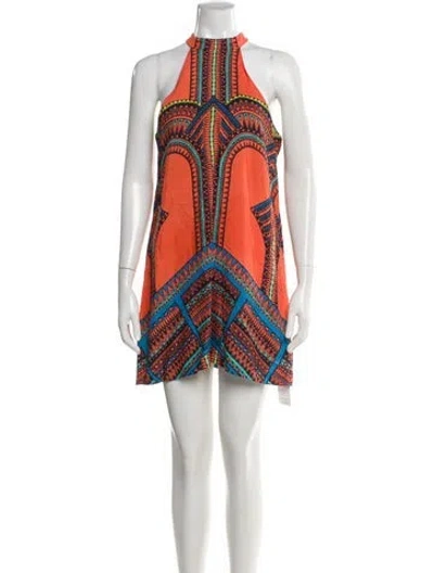 Pre-owned Alexis Printed Mini Dress In Orange