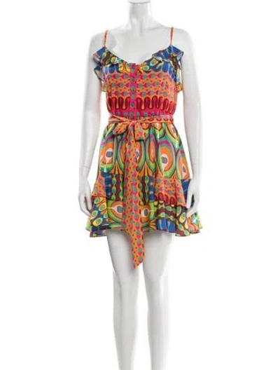 Pre-owned Alexis Printed Mini Dress In Orange