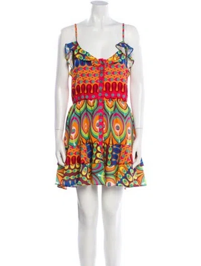 Pre-owned Alexis Printed Mini Dress In Orange
