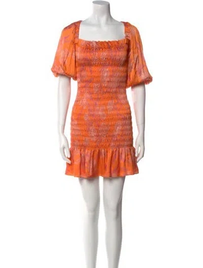 Pre-owned Alexis Printed Mini Dress In Orange