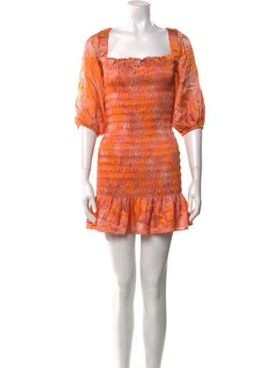 Pre-owned Alexis Printed Mini Dress In Orange