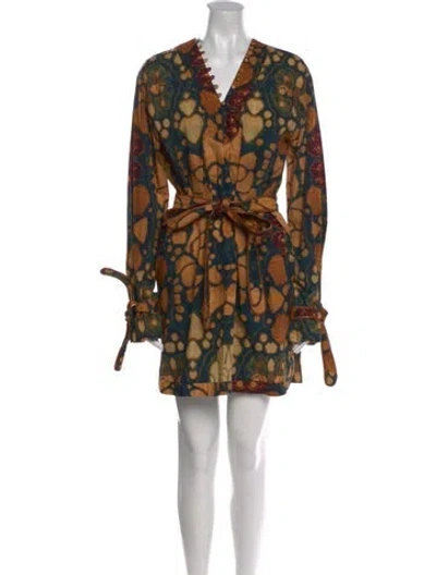 Pre-owned Alexis Printed Mini Dress In Orange