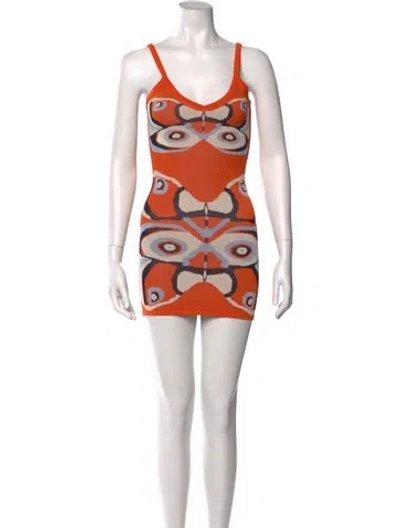 Pre-owned Alexis Printed Mini Dress In Orange