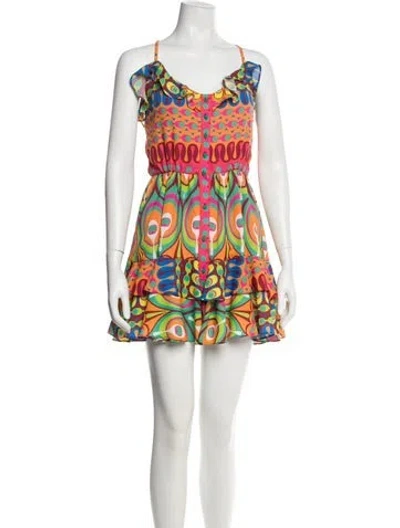 Pre-owned Alexis Printed Mini Dress In Orange