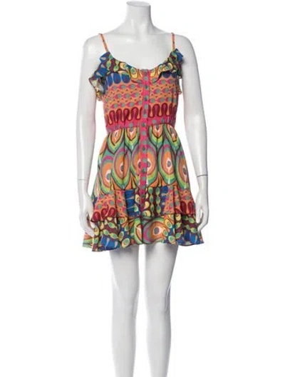 Pre-owned Alexis Printed Mini Dress In Orange