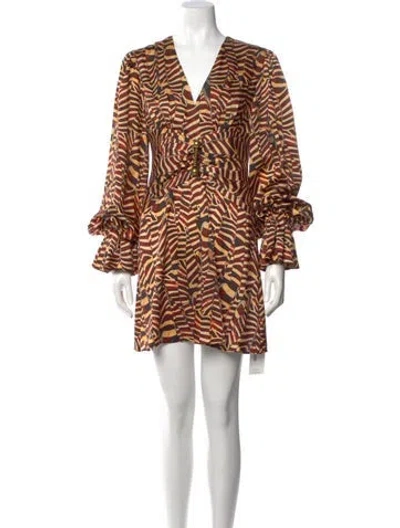 Pre-owned Alexis Printed Mini Dress In Orange