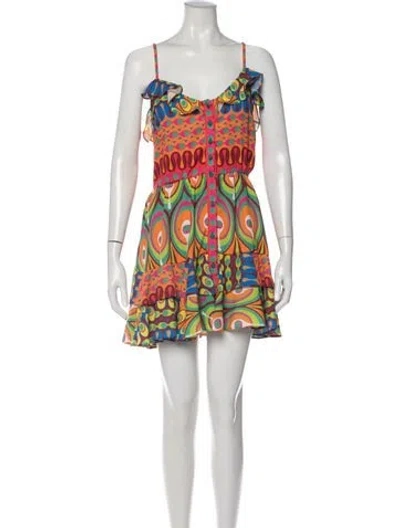 Pre-owned Alexis Printed Mini Dress In Orange