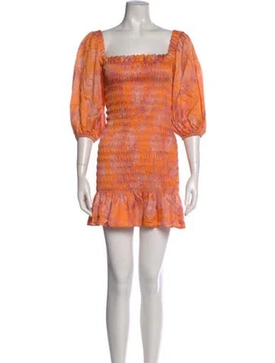 Pre-owned Alexis Printed Mini Dress In Orange