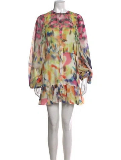 Pre-owned Alexis Printed Mini Dress In Pink