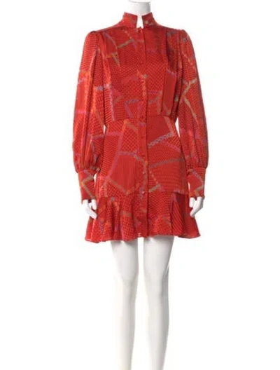 Pre-owned Alexis Printed Mini Dress In Red