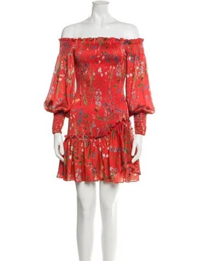 Pre-owned Alexis Printed Mini Dress In Red
