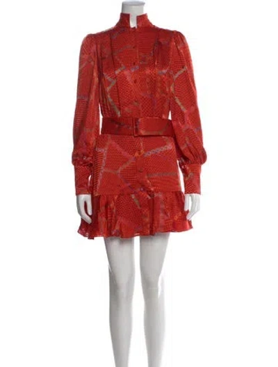 Pre-owned Alexis Printed Mini Dress In Red