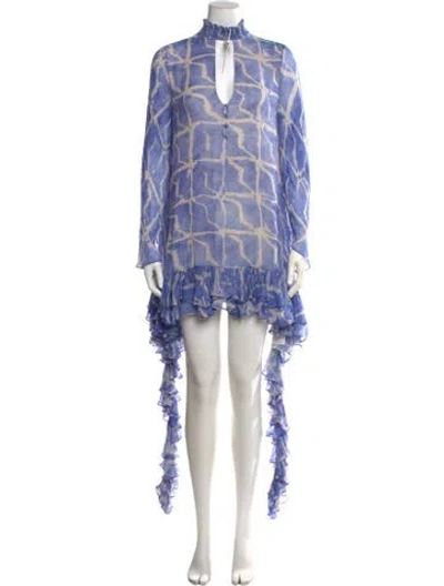 Pre-owned Alexis Printed Mini Dress W/ Tags In Blue