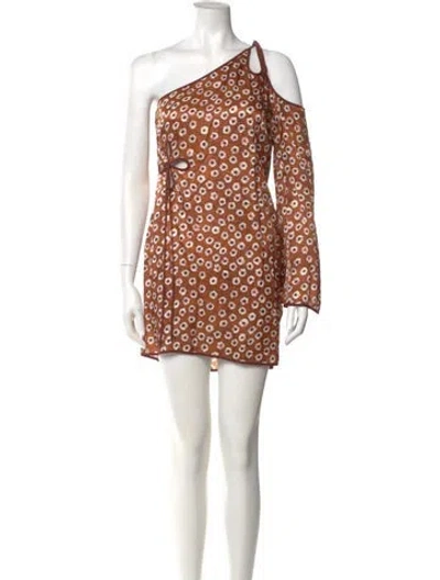 Pre-owned Alexis Printed Mini Dress W/ Tags In Brown