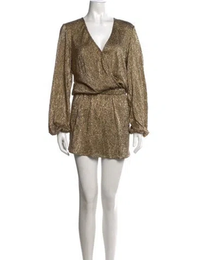 Pre-owned Alexis Printed Mini Dress W/ Tags In Gold/metallic