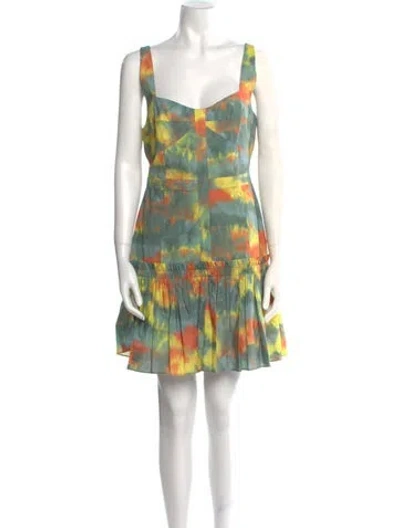 Pre-owned Alexis Printed Mini Dress W/ Tags In Green