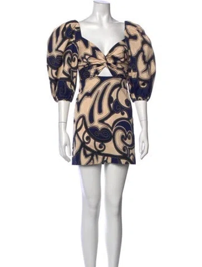 Pre-owned Alexis Printed Mini Dress W/ Tags In Neutral