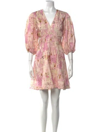 Pre-owned Alexis Printed Mini Dress W/ Tags In Pink