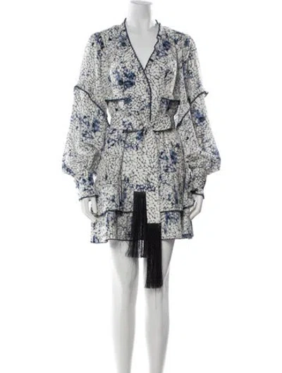 Pre-owned Alexis Printed Mini Dress W/ Tags In White