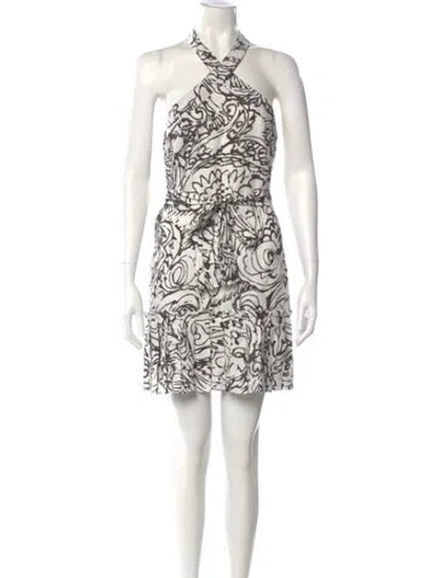 Pre-owned Alexis Printed Mini Dress In White