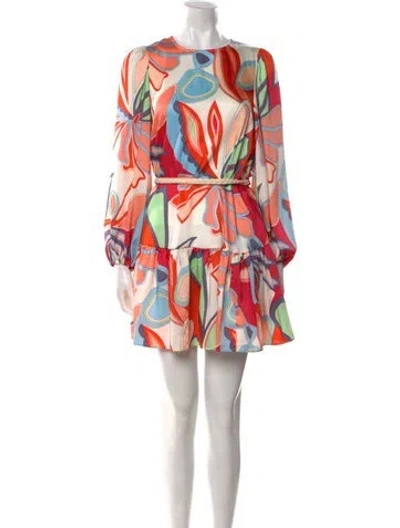 Pre-owned Alexis Printed Mini Dress In White