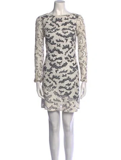 Pre-owned Alexis Printed Mini Dress In White