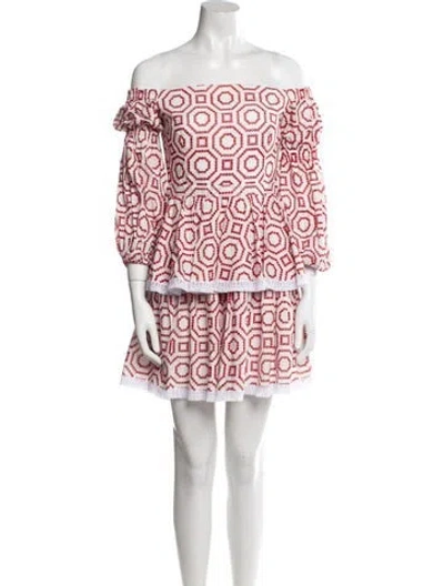 Pre-owned Alexis Printed Mini Dress In White