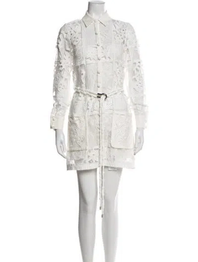 Pre-owned Alexis Printed Mini Dress In White