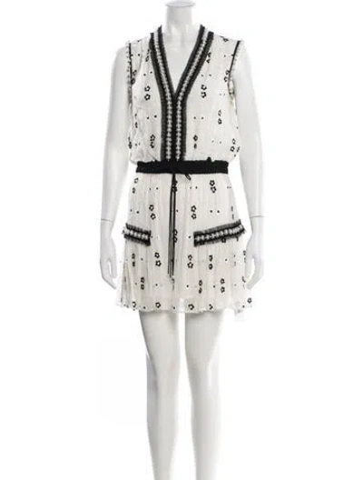 Pre-owned Alexis Printed Mini Dress In White