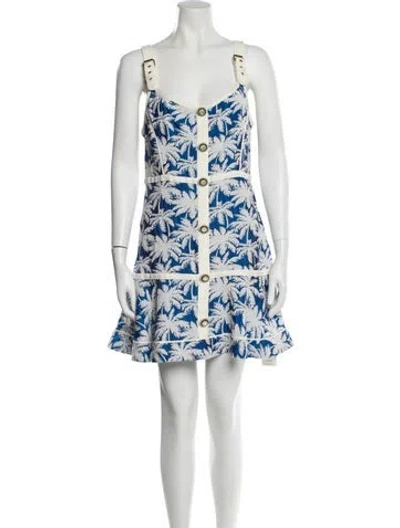 Pre-owned Alexis Printed Mini Dress In White