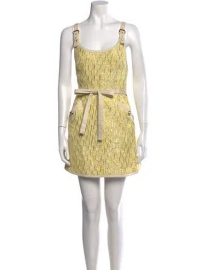 Pre-owned Alexis Printed Mini Dress In White