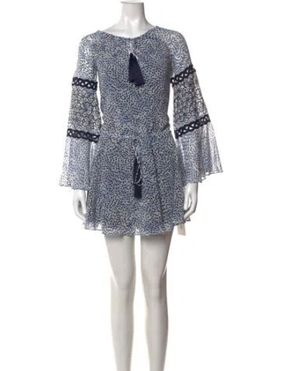 Pre-owned Alexis Printed Mini Dress In White