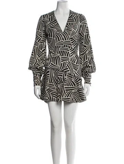 Pre-owned Alexis Printed Mini Dress In White